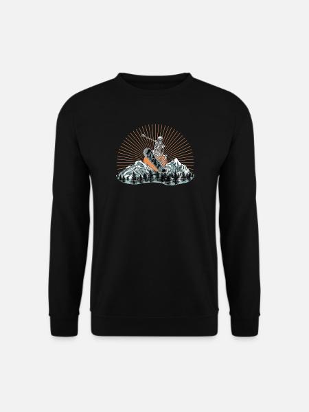 Skelett-Snowboarder über Berglandschaft - Unisex Pullover - Schwarz