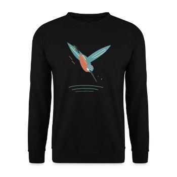 Tauchender Eisvogel über River Ripples - Unisex Pullover - Schwarz - Vorne - Alina (178cm) & Michal (187cm)