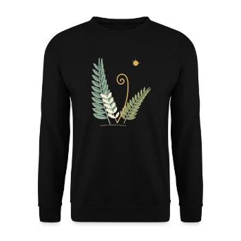 Entfaltende Waldfarne - Unisex Pullover - Schwarz - Vorne - Alina (178cm) & Michal (187cm)