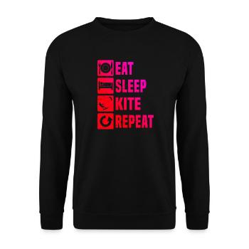 Geschenkidee für einen Kiteboarder mit Wassersport - Unisex Pullover - Schwarz - Vorne - Alina (178cm) & Michal (187cm)