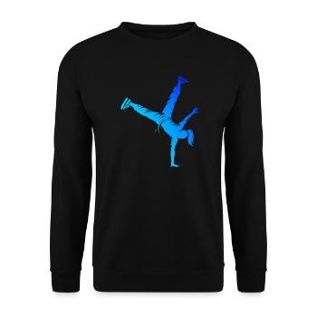 Geschenkidee für die Hip-Hop-Tänzerin mit B-Boying - Unisex Pullover - Schwarz - Vorne - Alina (178cm) & Michal (187cm)
