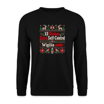 12 Gerichte Null Selbstkontrolle Polnisches Weihnachten - Unisex Pullover - Schwarz - Vorne - Alina (178cm) & Michal (187cm)