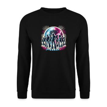 70er Disco Ball Retro-Tanzparty-Design - Unisex Pullover - Schwarz - Vorne - Alina (178cm) & Michal (187cm)
