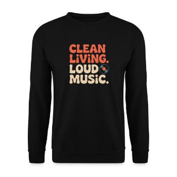 Clean Living Loud Music Straight Edge Nüchtern - Unisex Pullover - Schwarz - Vorne - Alina (178cm) & Michal (187cm)