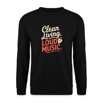 Clean Living Loud Music Straight Edge Nüchtern - Unisex Pullover - Schwarz - Vorne - Alina (178cm) & Michal (187cm)
