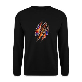 Flammendes Tigerauge – Trompe l'oeil kratzt - Unisex Pullover - Schwarz - Vorne - Alina (178cm) & Michal (187cm)