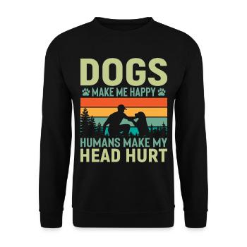Hunde & Menschen: Glück & Humor - Unisex Pullover - Schwarz - Vorne - Alina (178cm) & Michal (187cm)