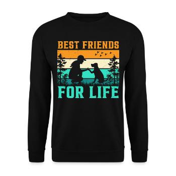Beste Freunde Fürs Leben Hund - Unisex Pullover - Schwarz - Vorne - Alina (178cm) & Michal (187cm)