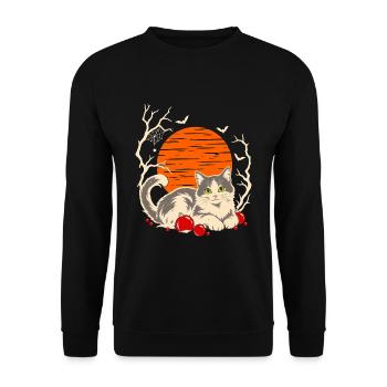 Katze Weihnachten Line Art Christbaumkugeln - Unisex Pullover - Schwarz - Vorne - Alina (178cm) & Michal (187cm)