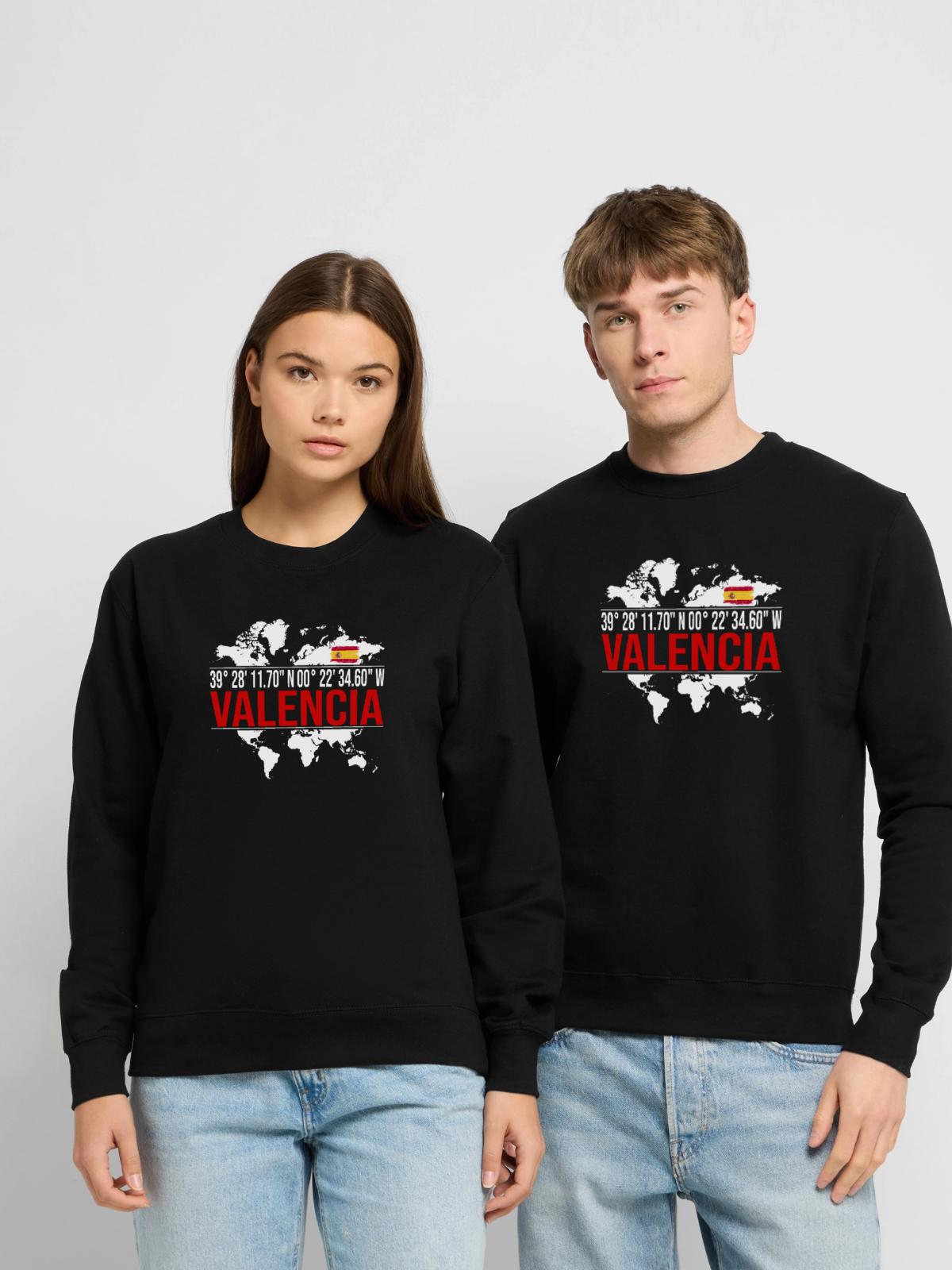 Valencia - Unisex Pullover - Schwarz - Vorne - Alina (178cm) & Michal (187cm)