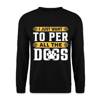 Ich will alle Hunde streicheln - Unisex Pullover - Schwarz - Vorne - Alina (178cm) & Michal (187cm)