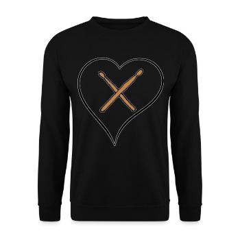 Herz Drumsticks liebe Schlagzeug - Unisex Pullover - Schwarz - Vorne - Alina (178cm) & Michal (187cm)