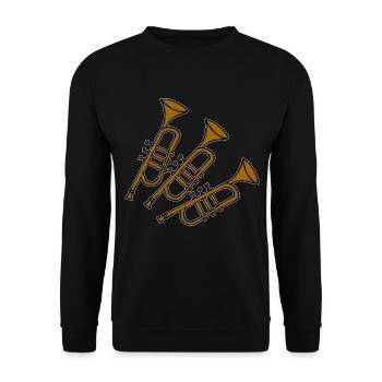 Trompeten Orchester Blasinstrument Comicstyle - Unisex Pullover - Schwarz - Vorne - Alina (178cm) & Michal (187cm)