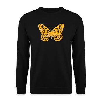 Orangener Schmetterling Silhouette - Unisex Pullover - Schwarz - Vorne - Alina (178cm) & Michal (187cm)