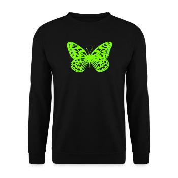 Neongrüner Schmetterling-Umriss - Unisex Pullover - Schwarz - Vorne - Alina (178cm) & Michal (187cm)
