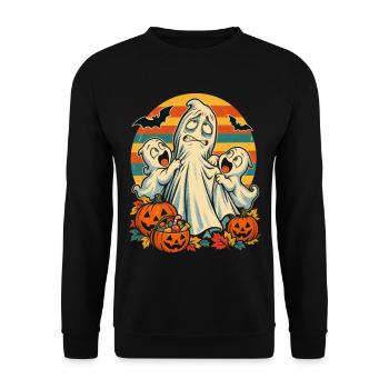 Halloween-Geist Still-Mama im Cluster-Chaos - Unisex Pullover - Schwarz - Vorne - Alina (178cm) & Michal (187cm)
