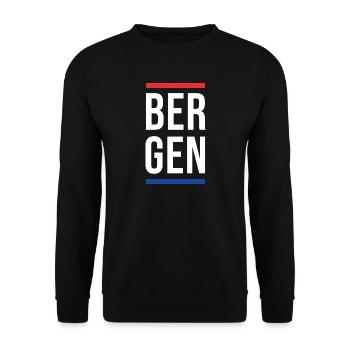 Bergen Bold Block-Typografie - Unisex Pullover - Schwarz - Vorne - Alina (178cm) & Michal (187cm)