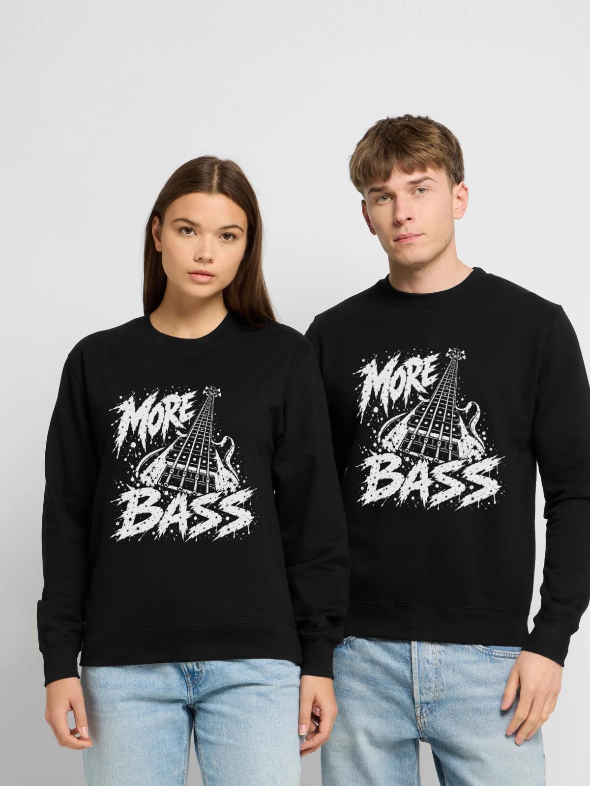 More Bass Bassgitarre - Unisex Pullover - Schwarz - Vorne - Alina (178cm) & Michal (187cm)