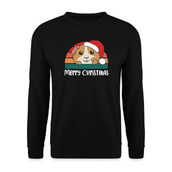 merry Christmas Retro Meerschweinchen Weihnacht - Unisex Pullover - Schwarz - Vorne - Alina (178cm) & Michal (187cm)