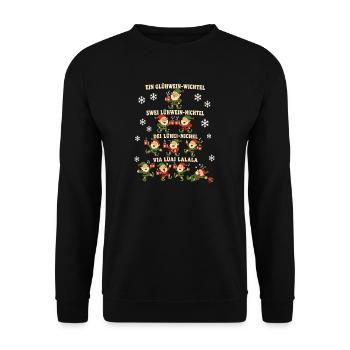Ein Glühwein Wichtel – Weihnachtsfeier - Unisex Pullover - Schwarz - Vorne - Alina (178cm) & Michal (187cm)