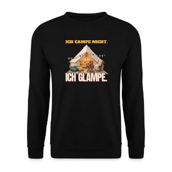 Glamping - Ich campe nicht. Ich glampe. - Unisex Pullover - Schwarz - Vorne - Alina (178cm) & Michal (187cm)