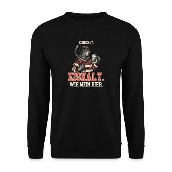 Eishockey Bier Eiskalt - Gravur Hobbyspieler - Unisex Pullover - Schwarz - Vorne - Alina (178cm) & Michal (187cm)
