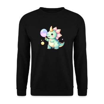 Kleiner Dinosaurier Seifenblasen Süßes Kinder - Unisex Pullover - Schwarz - Vorne - Alina (178cm) & Michal (187cm)