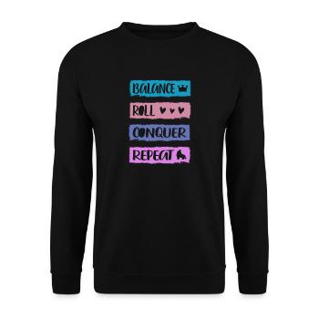 Rollerskater Party Balance Roll Conquer Gift Idea - Unisex Pullover - Schwarz - Vorne - Alina (178cm) & Michal (187cm)