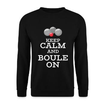 Keep Calm and Boule On – Boule Kugeln - Unisex Pullover - Schwarz - Vorne - Alina (178cm) & Michal (187cm)