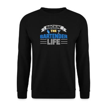 Rockin The Bartender Life Bar Crew - Unisex Pullover - Schwarz - Vorne - Alina (178cm) & Michal (187cm)