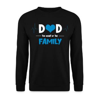 Dad – The Heart Of The Family – Vatertag - Unisex Pullover - Schwarz - Vorne - Alina (178cm) & Michal (187cm)