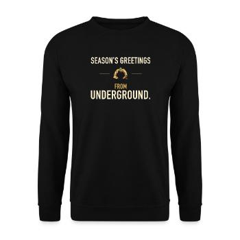 Saisongrüsse unterirdisch – Höhlengeschenk - Unisex Pullover - Schwarz - Vorne - Alina (178cm) & Michal (187cm)