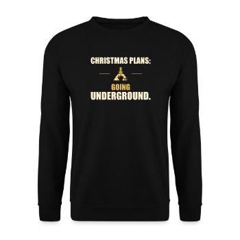 Weihnachtspläne gehen unter die Erde – Höhlengeschenk - Unisex Pullover - Schwarz - Vorne - Alina (178cm) & Michal (187cm)