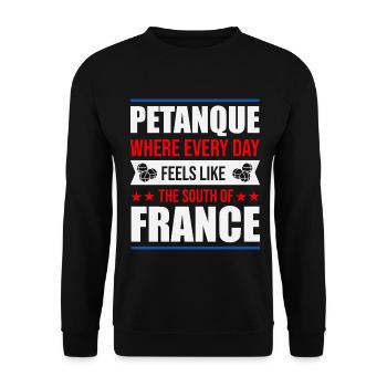 Boule – Jeder Tag wie in Südfrankreich - Unisex Pullover - Schwarz - Vorne - Alina (178cm) & Michal (187cm)