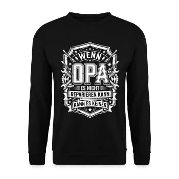 Wenn Opa es nicht reparieren kann Handwerker Opa - Unisex Pullover - Schwarz - Vorne - Alina (178cm) & Michal (187cm)