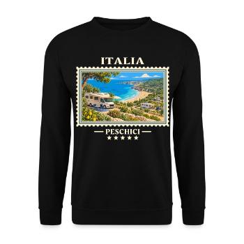 Italien Peschici Camping Vintage Reisemarke - Unisex Pullover - Schwarz - Vorne - Alina (178cm) & Michal (187cm)