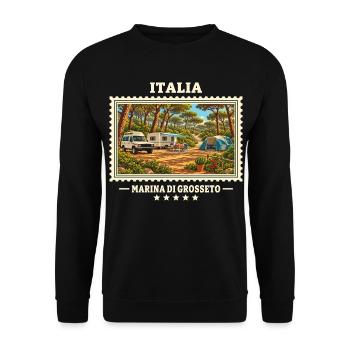 Italien Marina di Grosseto Camping Vintage Marke - Unisex Pullover - Schwarz - Vorne - Alina (178cm) & Michal (187cm)