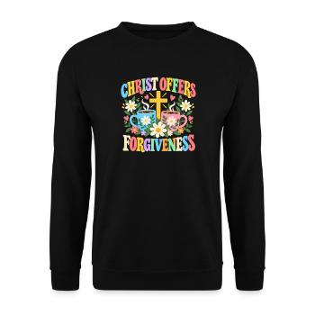 Christus bietet christliche Vergebung an - Unisex Pullover - Schwarz - Vorne - Alina (178cm) & Michal (187cm)