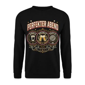 Dart und Bier Perfekter Abend Dart Spruch Lustig - Unisex Pullover - Schwarz - Vorne - Alina (178cm) & Michal (187cm)