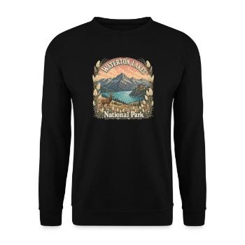 Waterton Lakes National Park – Kanada Vintage - Unisex Pullover - Schwarz - Vorne - Alina (178cm) & Michal (187cm)