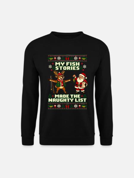 Weihnachten Angler Rentier Humor - Unisex Pullover - Schwarz
