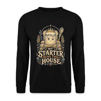 Sauerteig Starter Brotbacken König - Unisex Pullover - Schwarz - Vorne - Alina (178cm) & Michal (187cm)