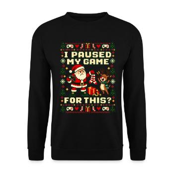 Weihnachten Gamer Weihnachtsmann - Unisex Pullover - Schwarz - Vorne - Alina (178cm) & Michal (187cm)