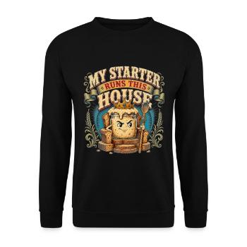 Sauerteig Brot Backen Starter König - Unisex Pullover - Schwarz - Vorne - Alina (178cm) & Michal (187cm)