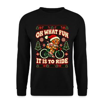 Weihnachten Rennrad Lebkuchenmann - Unisex Pullover - Schwarz - Vorne - Alina (178cm) & Michal (187cm)
