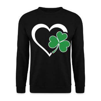 Herz-kleeblatt-design Für Den St. Patrick's Day - Unisex Pullover - Schwarz - Vorne - Alina (178cm) & Michal (187cm)