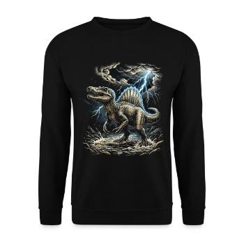 Sturm-Dino Tyrannosaurus - Unisex Pullover - Schwarz - Vorne - Alina (178cm) & Michal (187cm)