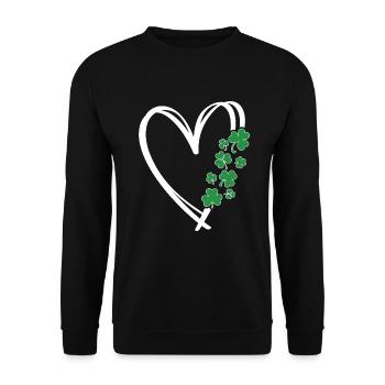 Herz-kleeblatt-design Für Den St. Patrick's Day - Unisex Pullover - Schwarz - Vorne - Alina (178cm) & Michal (187cm)