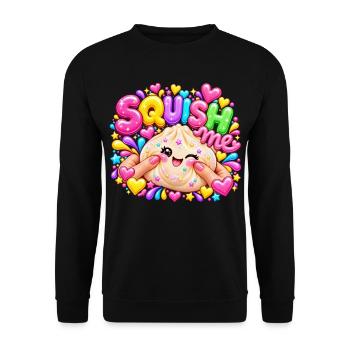 Squish Me: Buntes Herz-Squishy - Unisex Pullover - Schwarz - Vorne - Alina (178cm) & Michal (187cm)