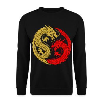 Yin-Yang-Chinesische Drachen-Silhouette - Unisex Pullover - Schwarz - Vorne - Alina (178cm) & Michal (187cm)